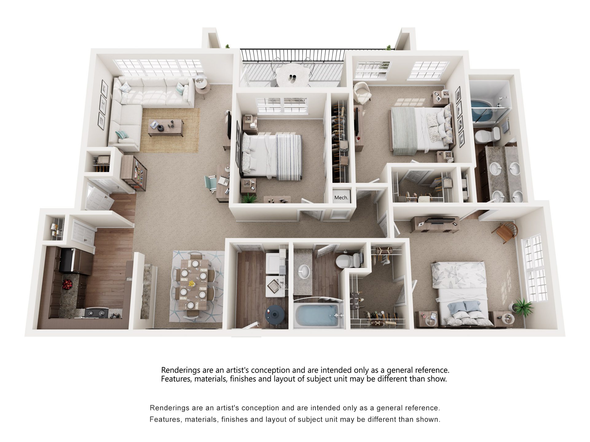 Floor plan layout diagram for 3B